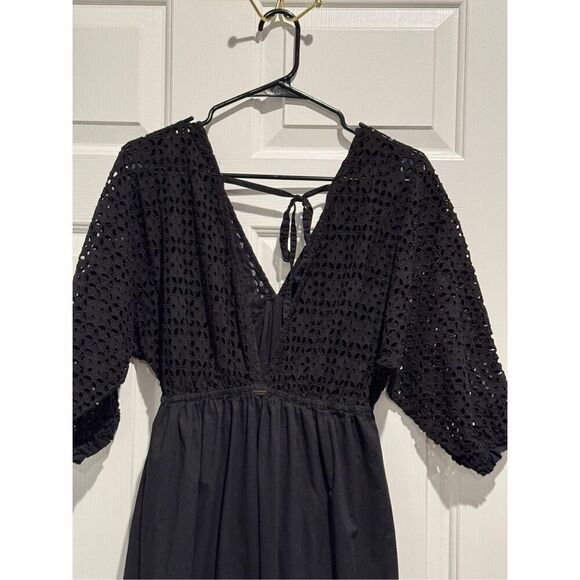 O’Neill Black Cotton Bodhi Eyelet Lace Boho Mini Dress Size Small - Picture 12 of 13